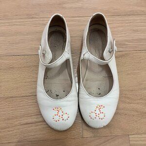 Bonpoint white leather mary jane with embossed cherry